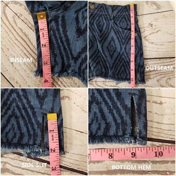 7 For All Mankind Womens Size 25 Low Rise Cutoff Side Slit Boho Denim Shorts - Picture 10 of 10